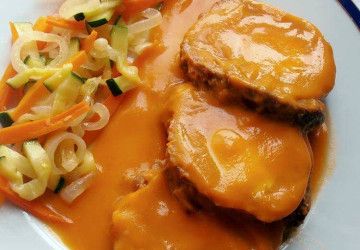 aleta rellena y en salsa