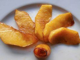 guarnicion de manzanas caramelizadas
