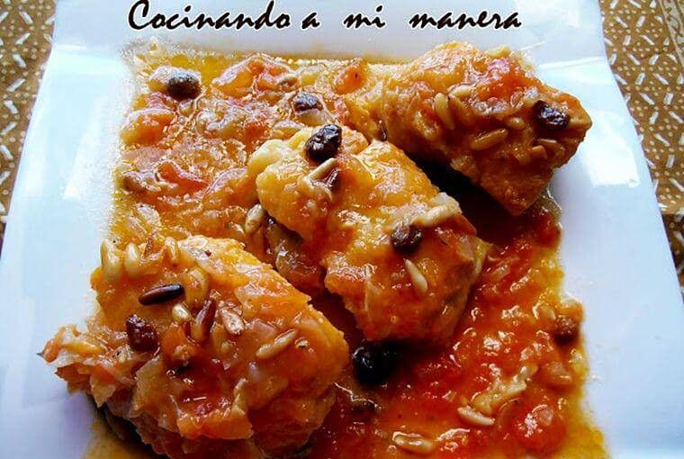 bacalao con pasas y piñones