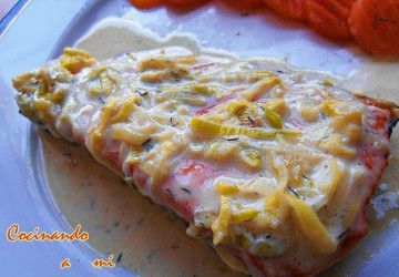 salmon con puerros