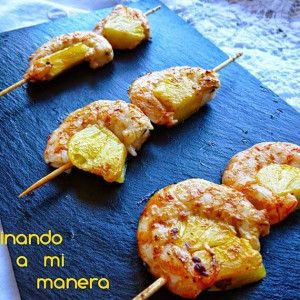 brochetas de langostinos