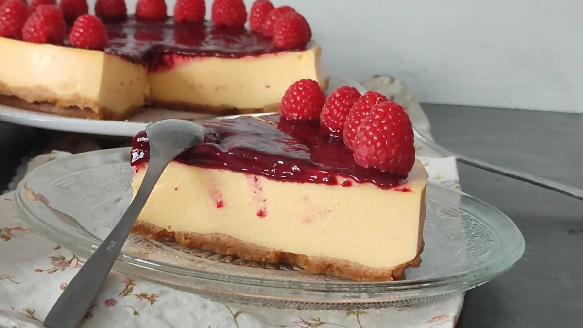 tarta de queso sin horno corte