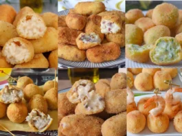 Selección de croquetas caseras de jamón, pescado, verduras y carne, con distintos rellenos y formas