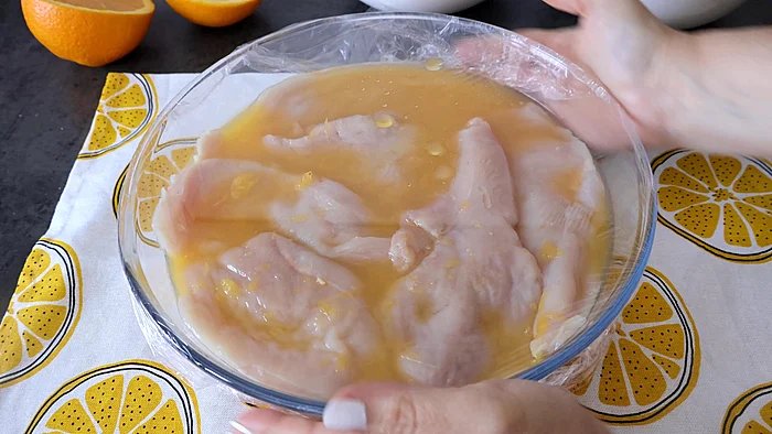 como hacer pollo a la naranja paso 1