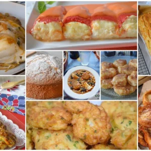 Collage de recetas tradicionales de Semana Santa, dulces y saladas