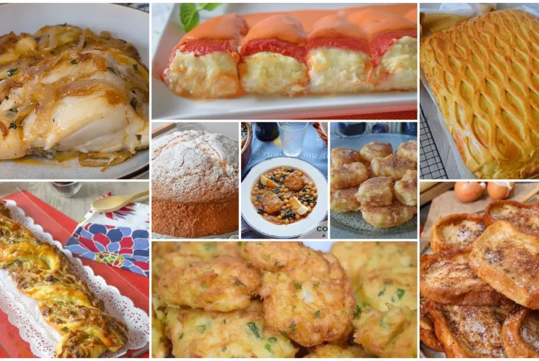 Collage de recetas tradicionales de Semana Santa, dulces y saladas