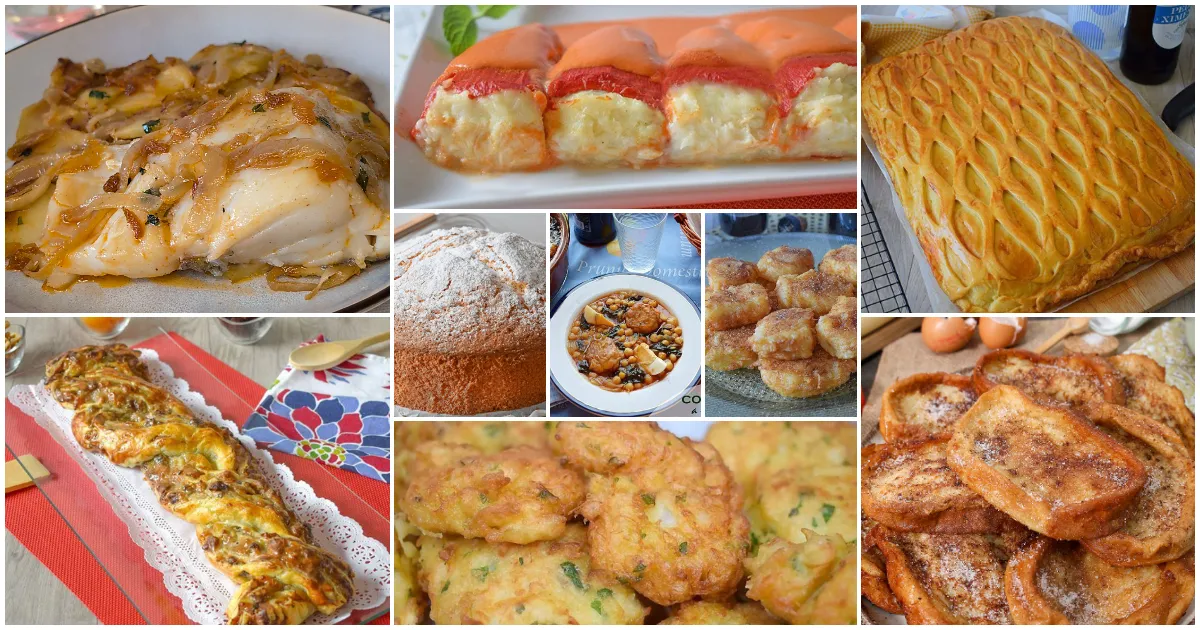Collage de recetas tradicionales de Semana Santa, dulces y saladas