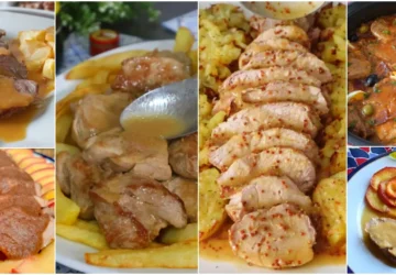 Collage con seis recetas de solomillo de cerdo: en salsa, al whisky, a la mostaza, con manzana, salsa dulce y estilo aragonés.