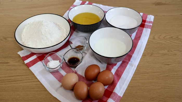 Ingredientes de la sobada riojana tradicional medidos y listos para usar